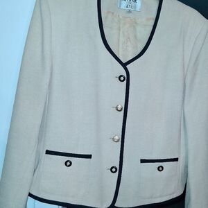 Kasper Cream Blazer with Black Trim